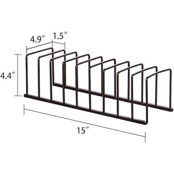 STORAGE MANIAC 2-Pack Multifunctional Pot Lid Organizer, Iron with Bronze Coating, 4.9 x 15 x 4.4 in, 9 Compartments, Versatile Storage for Kitchen and Office Supplies