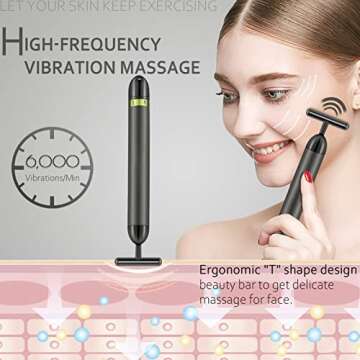 HEYFYV 2 in 1 Face Massager Kit Electric 3D Face Roller Massager T Shape Facial Massager Set Skin Massager Tool