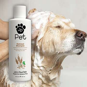 John Paul Pet Oatmeal Shampoo - Grooming for Dogs and Cats, Soothe Sensitive Skin Formula with Aloe for Itchy Dryness for Pets, pH Balanced, Cruelty Free, Paraben Free, Made in USA