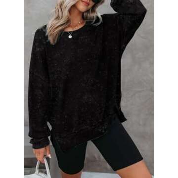 Oversized Waffle Knit Sweatshirt for Women - Dokotoo