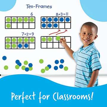 Learning Resources Giant Magnetic Ten Frame Set, Set of 4, Ages 5+, Classroom Math Set, Magnetic Whiteboard Set, Classroom Demonstration