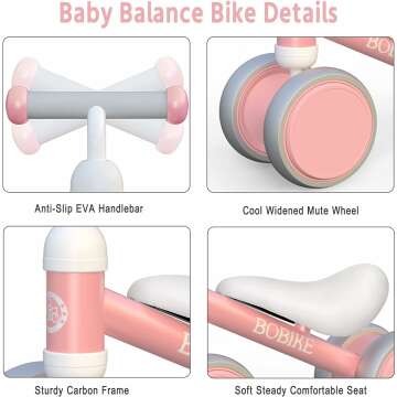 Baby Balance Bike Toys for 1 Year Old Gifts Boys Girls 10-24 Months Kids Toys Toddler Best First Birthday Gifts Children Walker Baby Walker No Pedal Infant 4 Wheels Bicycle (pink)