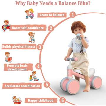 Baby Balance Bike Toys for 1 Year Old Gifts Boys Girls 10-24 Months Kids Toys Toddler Best First Birthday Gifts Children Walker Baby Walker No Pedal Infant 4 Wheels Bicycle (pink)