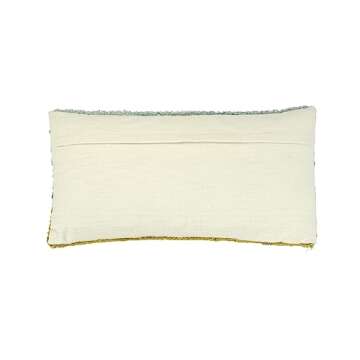 Creative Co-Op Woven Cotton Punch Hook Lumbar Pillow with "Sun Please" Design, Multicolor