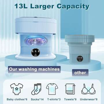 Portable Washing Machine, 13L Mini Washer with Spin Dryer, Small Collapsible Luandry Washer, Foldable Compact Lavadora Portatil for Baby Clothes, Underwear, Travel, Camping, Apartments, Blue