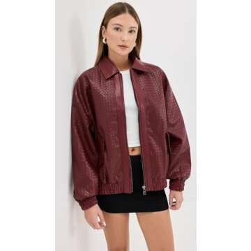 Lioness Women's Kenny Bomber Jacket, Burgundy, Red, M