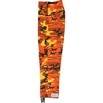 Army Universe Orange Camouflage Poly Cotton Cargo BDU Pants Camo Military Fatigues Pin (Small Regular W 27-31 - I 29.5-32.5)