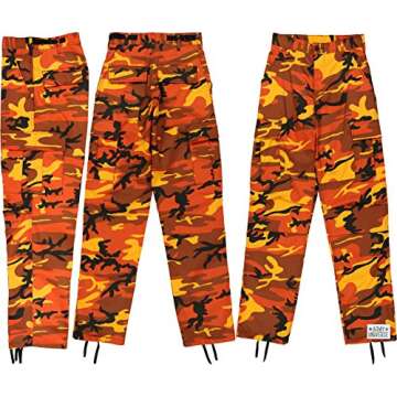 Army Universe Orange Camouflage Poly Cotton Cargo BDU Pants Camo Military Fatigues Pin (Small Regular W 27-31 - I 29.5-32.5)