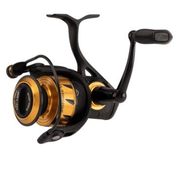 PENN Spinfisher VI Spinning Inshore Fishing Reel, HT-100 Front Drag, Max of 15lb | 6.8kg, Made with an All-Metal Reel Body and Spool Design, 3500, Black Gold