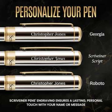 Scriveiner Luxury Personalized Silver Chrome Rollerball Pen