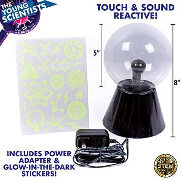 Horizon Group USA The Young Scientists Club Plasma Globe, at-Home STEM Toys for Kids, Light Show, Electricity Experiments, Glow-in-The-Dark Toys