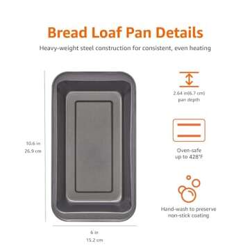 Set of 2 Amazon Basics Baking Loaf Pans 9.5 x 5 Inch