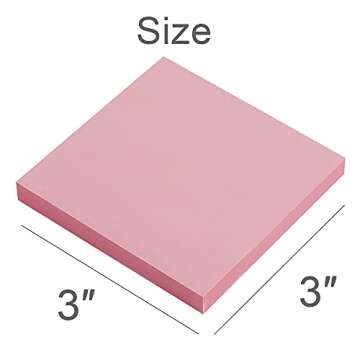 Sticky Notes 3x3 Inches,Light Pink Self-Stick Pads, Easy to Post for Home, Office, Notebook, 8 Pads/Pack