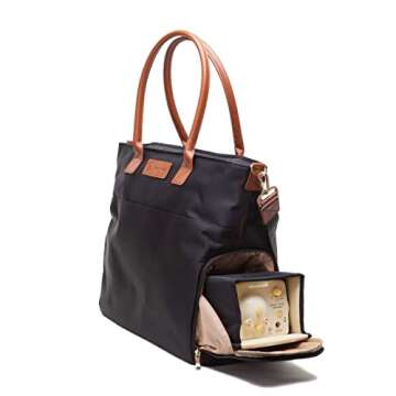 Sarah Wells Abby Breast Pump Bag with Real Leather Straps (Black)