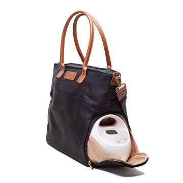 Sarah Wells Abby Breast Pump Bag with Real Leather Straps (Black)