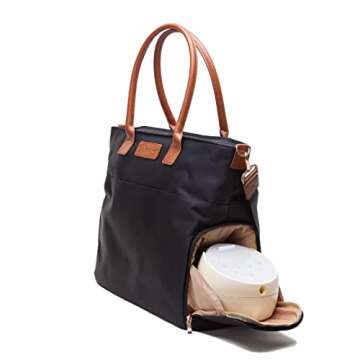 Sarah Wells Abby Breast Pump Bag with Real Leather Straps (Black)