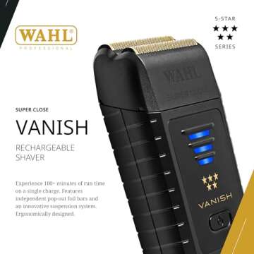 Wahl Professional 5 Star Vanish Shaver Cordless with Pop Foil Bars Ergonomic Design 100 Min Runtime Lithium Ion Battery