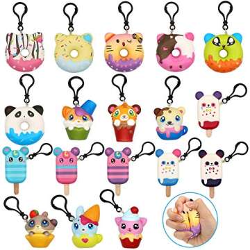 JOYIN 18 Pcs Prefilled Easter Egg with Desserts Themed Slow Rising Stress Relief squishy toy Keychain for Kids, Easter Basket Stuffers Fillers, Easter Egg Party Favors, Easter Classroom Prize Supplies