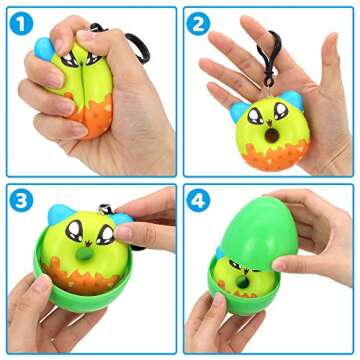 JOYIN 18 Pcs Prefilled Easter Egg with Desserts Themed Slow Rising Stress Relief squishy toy Keychain for Kids, Easter Basket Stuffers Fillers, Easter Egg Party Favors, Easter Classroom Prize Supplies