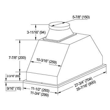 KOBE Range Hoods INX2930SQBF-500-1 Built-In/Insert Range Hood, 30", Stainless Steel