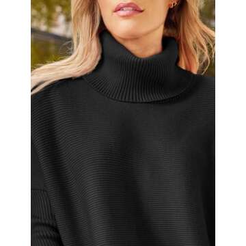 LILLUSORY Oversized Turtleneck Pullover Sweaters Womens 2024 Long Tunic Sweater Winter Trendy Casual Poncho Cowl Neck Cute Tops Dress Fall Fashion Clothes Outfits Clothing Black