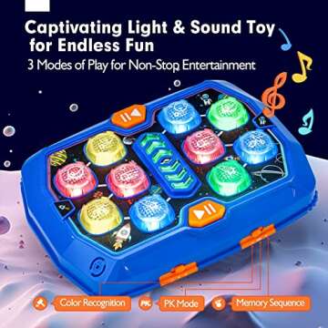 hahaland Toys for Ages 5-7 - Interactive Whack A Game with Sound and Light Stem Montessori Toy Fun Gifts for Early Learning Education Birthday Gift for Kids Age 3 4 5 6 7 8 Years Old Boys Girls