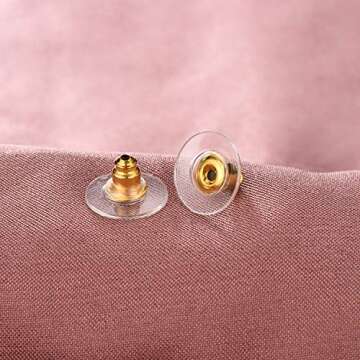 200 Pcs Earring Backs for Droopy Ears Earring Backs Replacements Earring Backs for Heavy Earring Bullet Clutch(Gold)