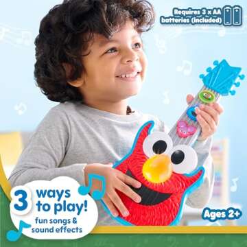 Sesame Street Rock with Elmo Guitar, Dress Up and Pretend Play, Lights and Sounds Preschool Musical Toy, Kids Toys for Ages 2 Up by Just Play