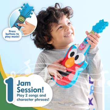 Sesame Street Rock with Elmo Guitar, Dress Up and Pretend Play, Lights and Sounds Preschool Musical Toy, Kids Toys for Ages 2 Up by Just Play