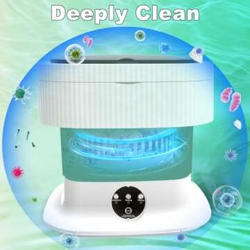 Mini Portable Washing Machine Small - 16L Portable Mini Washing Machine with Spin, Mini Lavadora Portatil Washer Foldable, Small Washing Machine Portable Used for Travel Baby Green 60W [CLEAN S+]