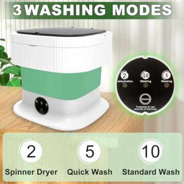 Mini Portable Washing Machine Small - 16L Portable Mini Washing Machine with Spin, Mini Lavadora Portatil Washer Foldable, Small Washing Machine Portable Used for Travel Baby Green 60W [CLEAN S+]