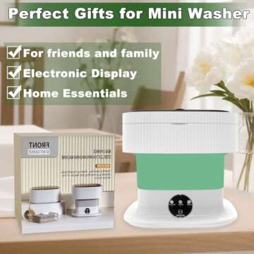 Mini Portable Washing Machine Small - 16L Portable Mini Washing Machine with Spin, Mini Lavadora Portatil Washer Foldable, Small Washing Machine Portable Used for Travel Baby Green 60W [CLEAN S+]