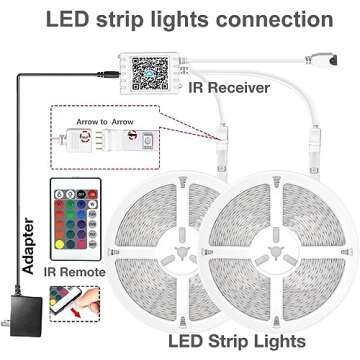 DAYBETTER LED Strip Lights 130ft Lights Strip for Bedroom, Desk, Indoor Room Bedroom Brithday Gifts RGB Decor with Remote and 24V Power Supply