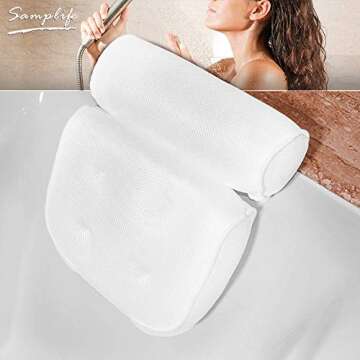 Bath Pillow Spa Bathtub Cushion Head,Neck,Shoulder and Back Support Rest with 4 Non-Slip Strong Suction Cup Fathers Day Bathing Shower Gifts