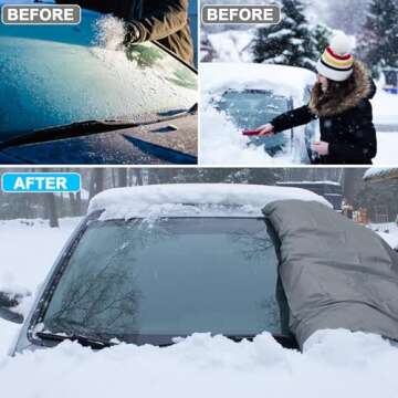 Tevlaphee Windshield Cover - Heavy Duty Frost Guard for All Vehicles