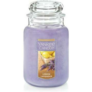 Yankee Candle Lemon Lavender Scented, Classic 22oz Large Jar Single Wick Candle, Over 110 Hours of Burn Time, Ideal for Gifting, Events, and Home Fragrance