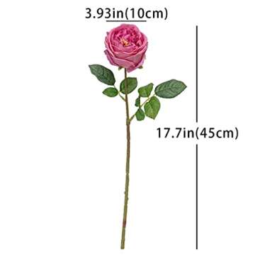 DUYONE Fake Flowers for Decoration Home Decor Real Touch Artificial Flowers Austin Rose Peony Latex Fake Flower Living Room Decoration Vivid Pink Roses Peonies (Rose red 4pcs)