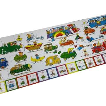 Richard Scarry Things That Go Seek and Find Giant Floor Puzzle, Learn by Finding Hidden Items from Four Classic Scenes from Richard Scarry’s bestselling Busytown Books, for Ages 3+