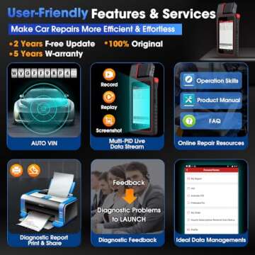 2024 Elite LAUNCH X431 Diagun V Bi-Directional Scan Tool, Full Systems Diagnostic Scanner, ECU Coding, 35+ Services, FCA AutoAuth, V.AG Guided Function,Camshaft/Crankshaft Relearn, 2-Year F-ree Update