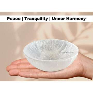 Selenite Bowl - 4" Round Selenite Crystal to Charge your Healing Stones and Crystals - Selenite Charging Plate Bowl