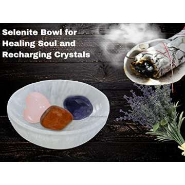 Selenite Bowl - 4" Round Selenite Crystal to Charge your Healing Stones and Crystals - Selenite Charging Plate Bowl