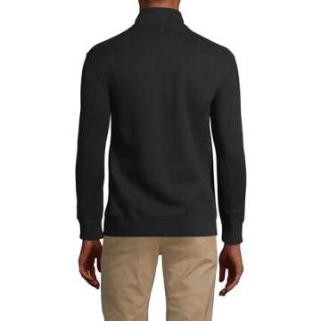 Lands' End Mens Bedford Rib Quarter Zip Sweater Black Regular Small