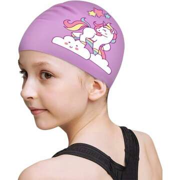 FUNOWN Kids Swim Caps for Kids, Children, Boys and Girls Aged 2-8, Baby Waterproof Bathing Caps for Long and Short Hair