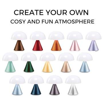 Lexon Mina Small Mushroom Lamp - LED Portable Bedside Light for Bedrooms, Kids & Nursery - Rechargeable with 12h Autonomy & Memory Dimmer, Aluminum - Dark Blue