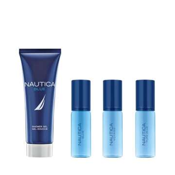 Nautica Fragrance 4-Piece Giftset, Shower Gel & Eau de Toilette, 2.5oz, 0.23oz (3)