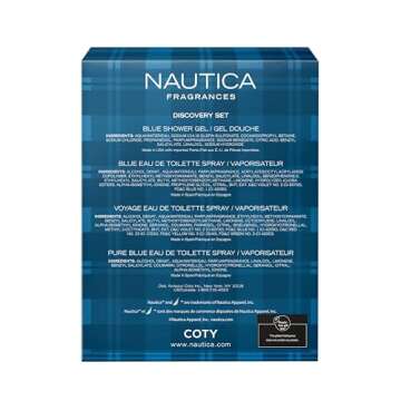 Nautica Fragrance 4-Piece Giftset, Shower Gel & Eau de Toilette, 2.5oz, 0.23oz (3)