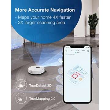 ECOVACS DEEBOT T9+ Robot Vacuum and Mop Combo with Auto-Empty Station, Precision Laser Mapping, 3D Maps, Oscillating Mopping, 3000Pa Suction, Hands-Free Cleaning for Up to 60 days, Air Freshener,White