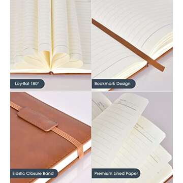 Biuwory A5 Leather Journal - 256 Pages for Work & Travel