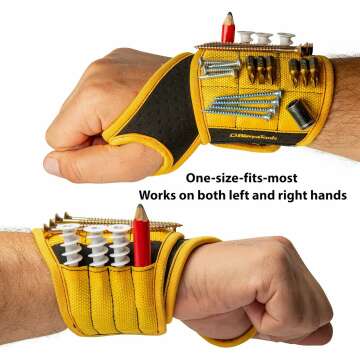 BINYATOOLS Magnetic Wristband with Super Strong Magnets Holds Screws, Nails, Drill Bit. Unique Wrist Support Design Cool Handy Gadget Gifts for Fathers, Boyfriends, Handyman, Electrician