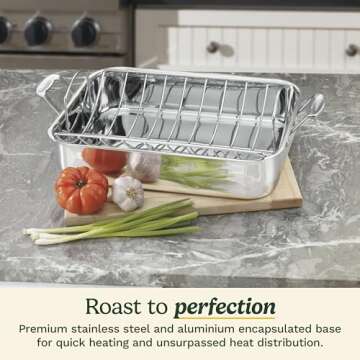 Cuisinart 16-Inch Roaster, Chef's Classic Rectangular Roaster with Rack, Stainless Steel, 7117-16URP1